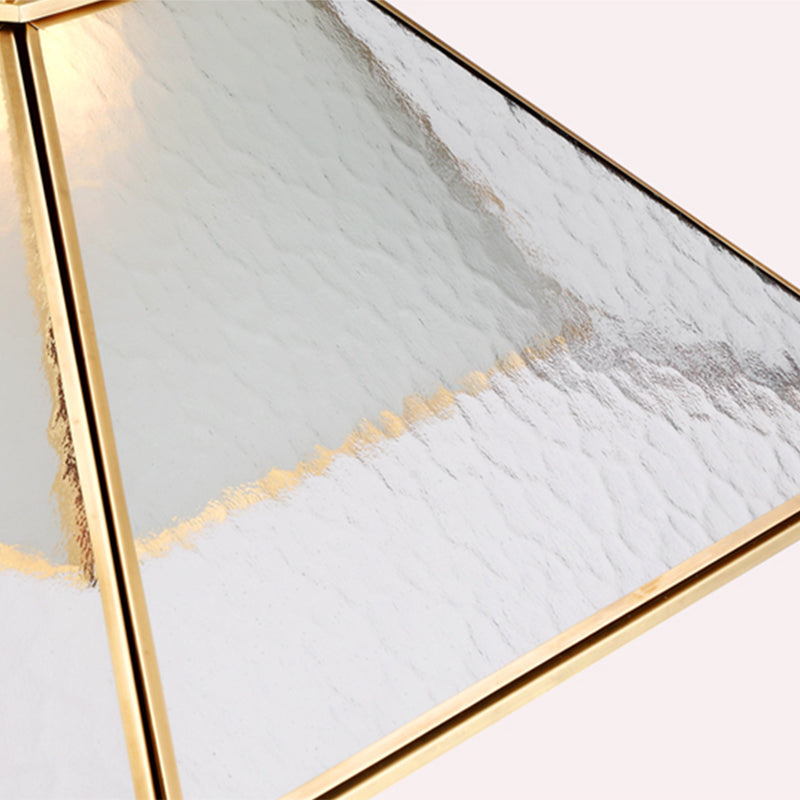 Vintage Double Tower Hanging Ceiling Lamp In Gold With Water Glass Fixture