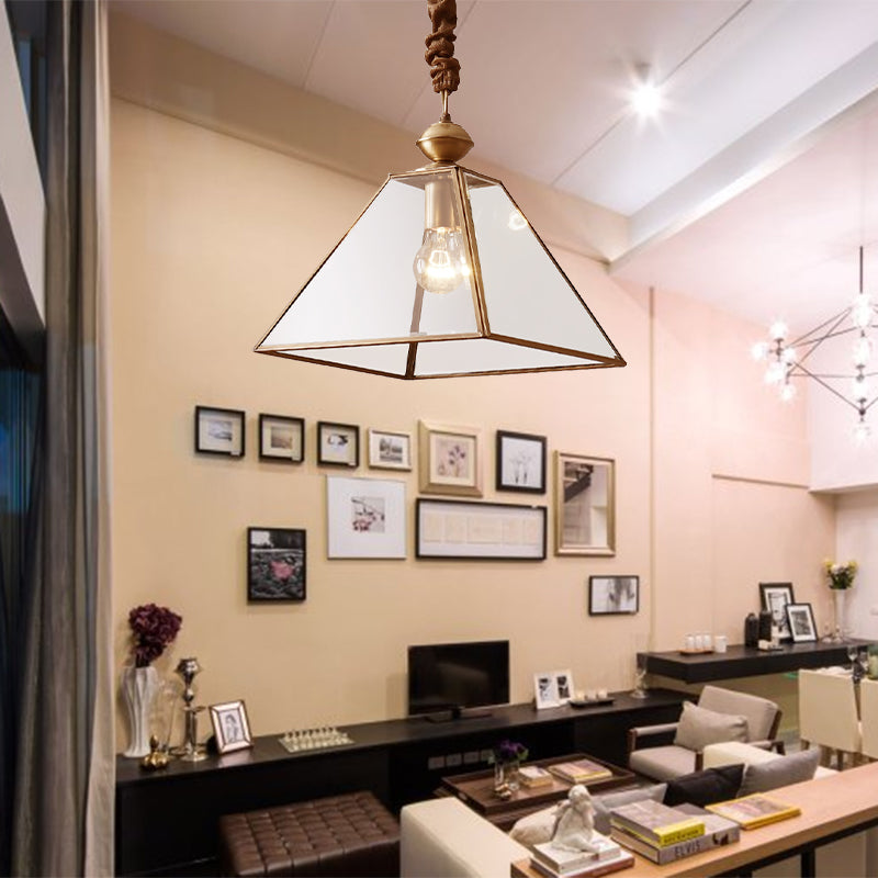 Rustic Tower Pendant Light With Clear/Frosted Glass Bulb