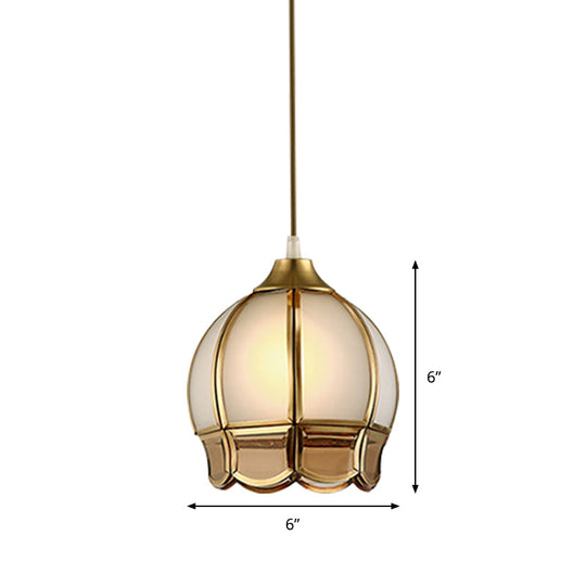 Retro Gold Glass Bud Pendant Ceiling Light