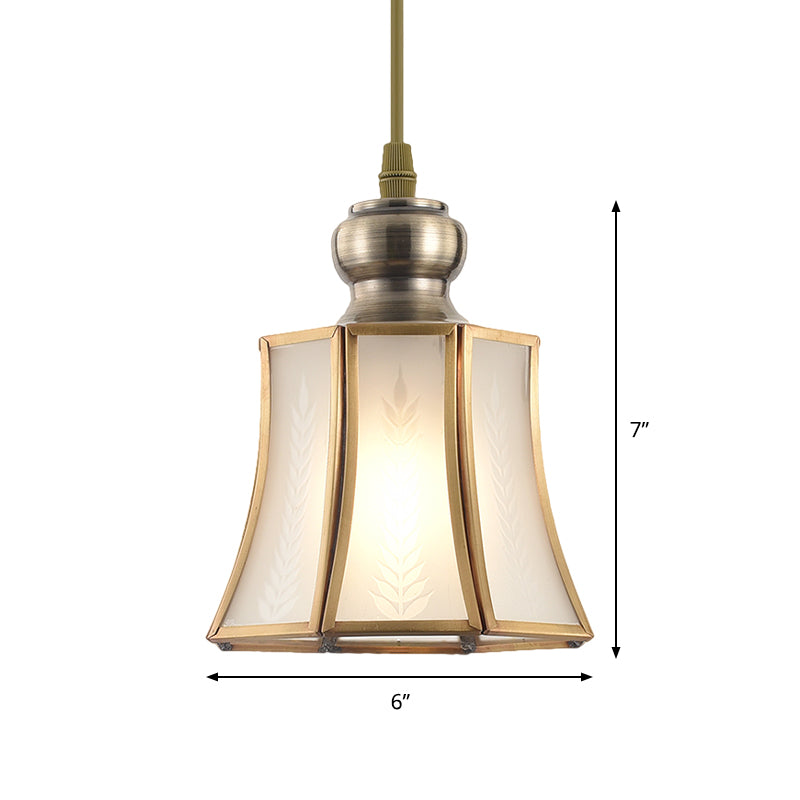 Opal Glass Gold Hanging Pendant Lamp - Elegant Traditional Flare Design For Dining Room
