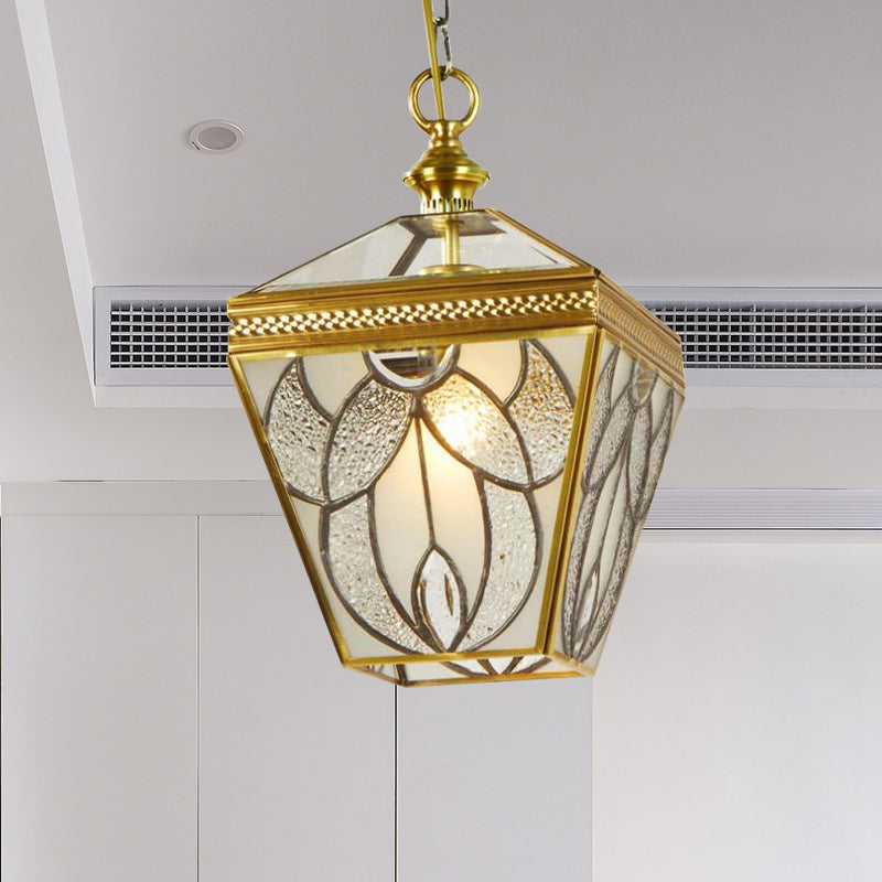 Vintage Bubble Glass Lantern Ceiling Pendant Lamp - 1 Head Gold Hanging Lighting For Bedroom