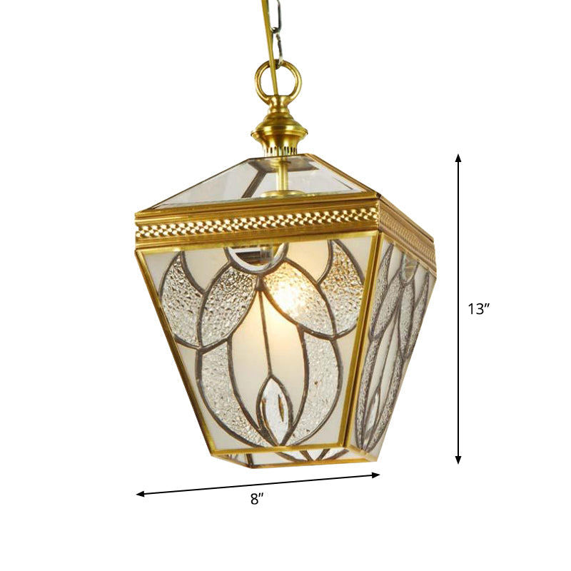 Vintage Bubble Glass Lantern Ceiling Pendant Lamp - 1 Head Gold Hanging Lighting For Bedroom
