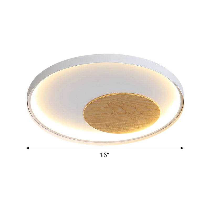 Modern Minimalist Disk Metal Ceiling Light Fixture - White/Black Led Flush Mount 12/16/19.5 Wide