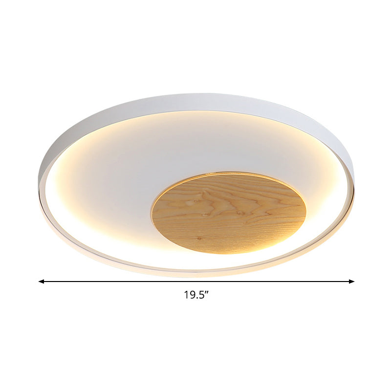 Modern Minimalist Disk Metal Ceiling Light Fixture - White/Black - LED Flush Mount - 12"/16"/19.5" Wide - Natural Light/Remote Control Dimming