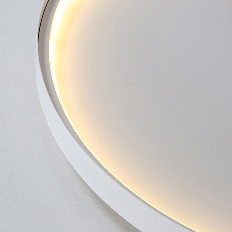 Modern Minimalist Disk Metal Ceiling Light Fixture - White/Black - LED Flush Mount - 12"/16"/19.5" Wide - Natural Light/Remote Control Dimming