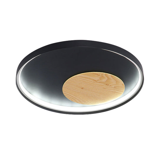 Modern Minimalist Disk Metal Ceiling Light Fixture - White/Black - LED Flush Mount - 12"/16"/19.5" Wide - Natural Light/Remote Control Dimming