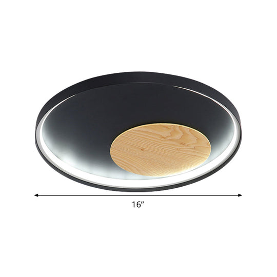 Modern Minimalist Disk Metal Ceiling Light Fixture - White/Black - LED Flush Mount - 12"/16"/19.5" Wide - Natural Light/Remote Control Dimming