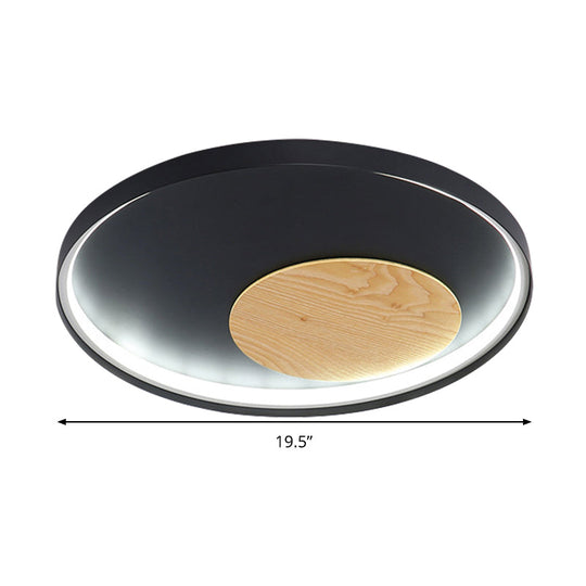 Modern Minimalist Disk Metal Ceiling Light Fixture - White/Black - LED Flush Mount - 12"/16"/19.5" Wide - Natural Light/Remote Control Dimming