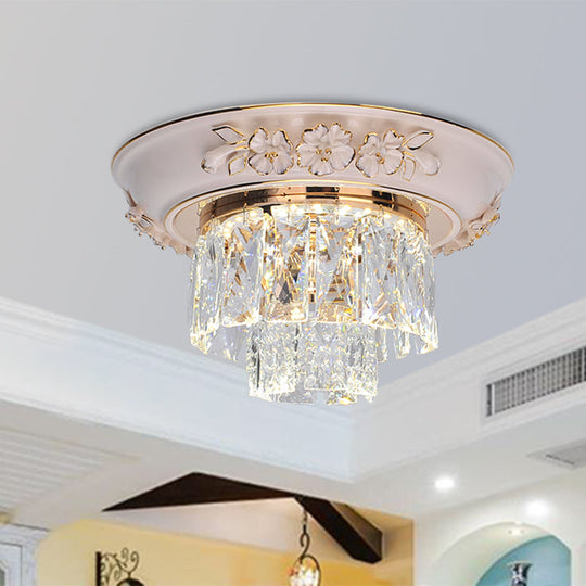 Minimalist Crystal Block LED Ceiling Fixture - Beige/Blue - 12"/14"/18" Wide