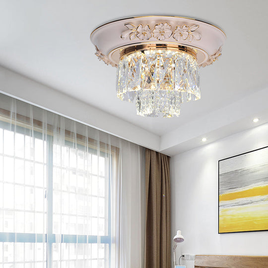 Minimalist Crystal Block LED Ceiling Fixture - Beige/Blue - 12"/14"/18" Wide