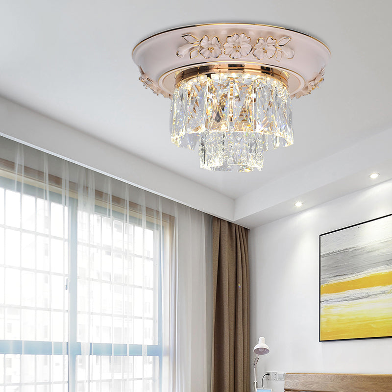 Minimalist Crystal Block Led Ceiling Fixture - Beige/Blue 12/14/18 Wide