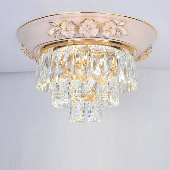 Minimalist Crystal Block LED Ceiling Fixture - Beige/Blue - 12"/14"/18" Wide