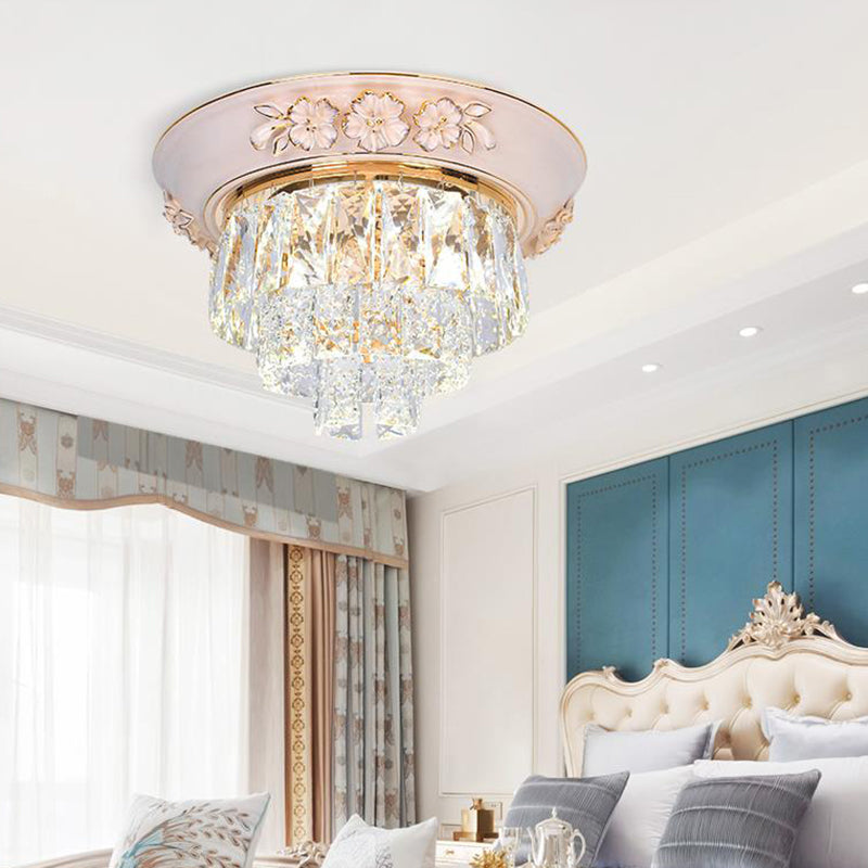 Minimalist Crystal Block LED Ceiling Fixture - Beige/Blue - 12"/14"/18" Wide