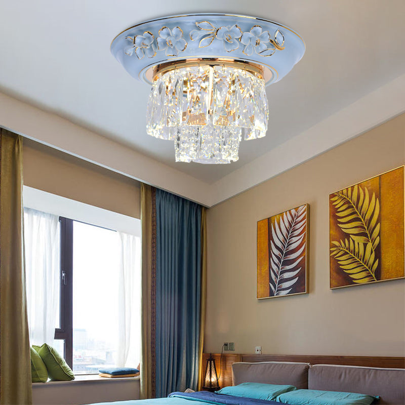 Minimalist Crystal Block LED Ceiling Fixture - Beige/Blue - 12"/14"/18" Wide