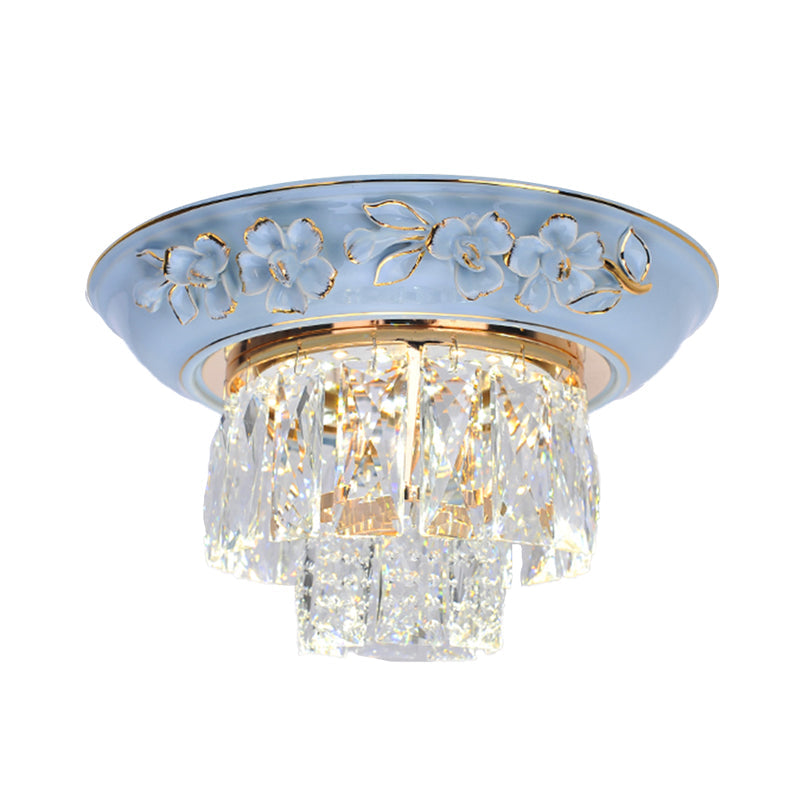 Minimalist Crystal Block LED Ceiling Fixture - Beige/Blue - 12"/14"/18" Wide
