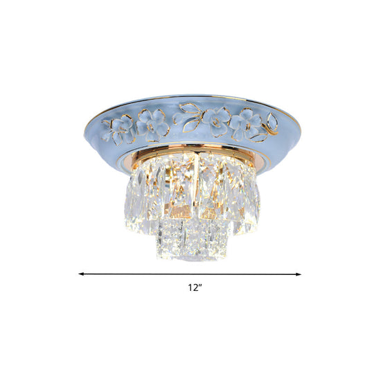 Minimalist Crystal Block LED Ceiling Fixture - Beige/Blue - 12"/14"/18" Wide