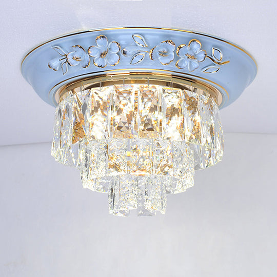 Minimalist Crystal Block LED Ceiling Fixture - Beige/Blue - 12"/14"/18" Wide