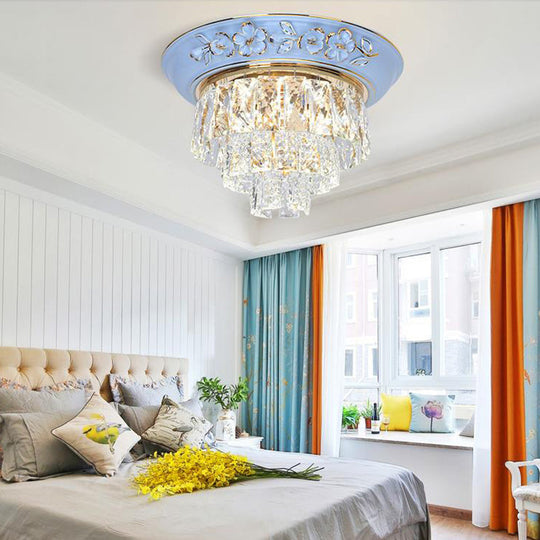 Minimalist Crystal Block LED Ceiling Fixture - Beige/Blue - 12"/14"/18" Wide