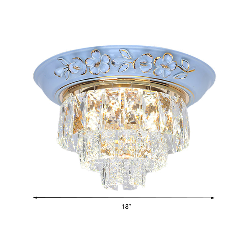 Minimalist Crystal Block LED Ceiling Fixture - Beige/Blue - 12"/14"/18" Wide