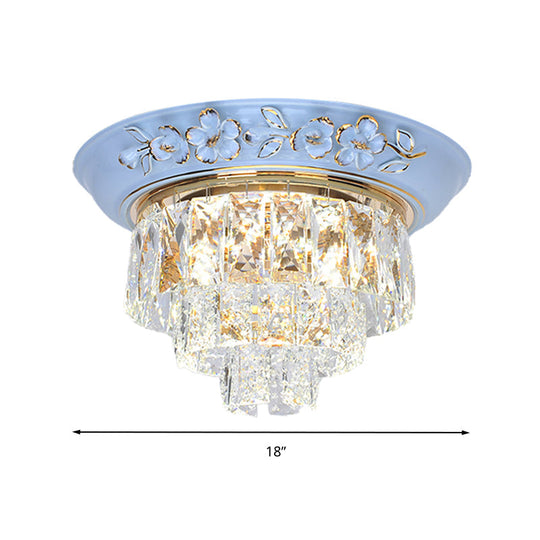 Minimalist Crystal Block LED Ceiling Fixture - Beige/Blue - 12"/14"/18" Wide