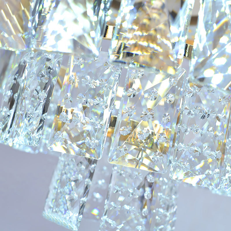 Minimalist Crystal Block LED Ceiling Fixture - Beige/Blue - 12"/14"/18" Wide