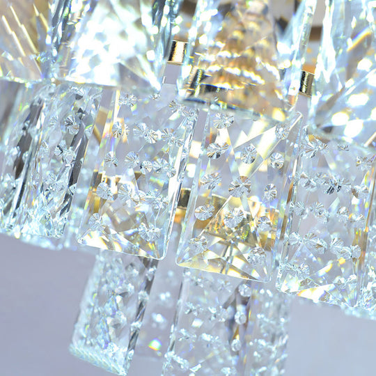 Minimalist Crystal Block Led Ceiling Fixture - Beige/Blue 12/14/18 Wide
