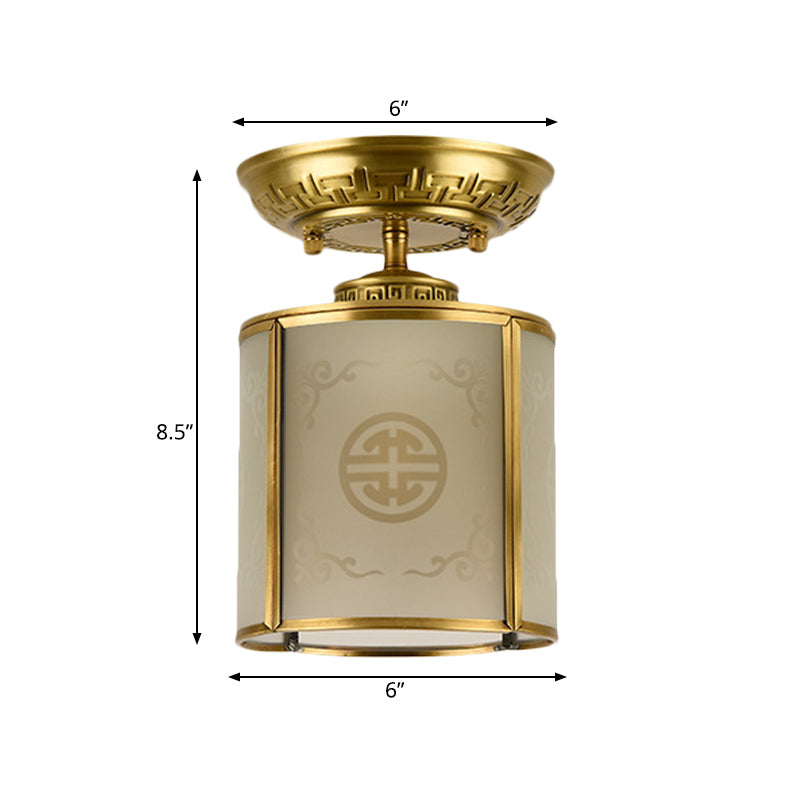 Luminaire cylindrique encastré en laiton pour couloir