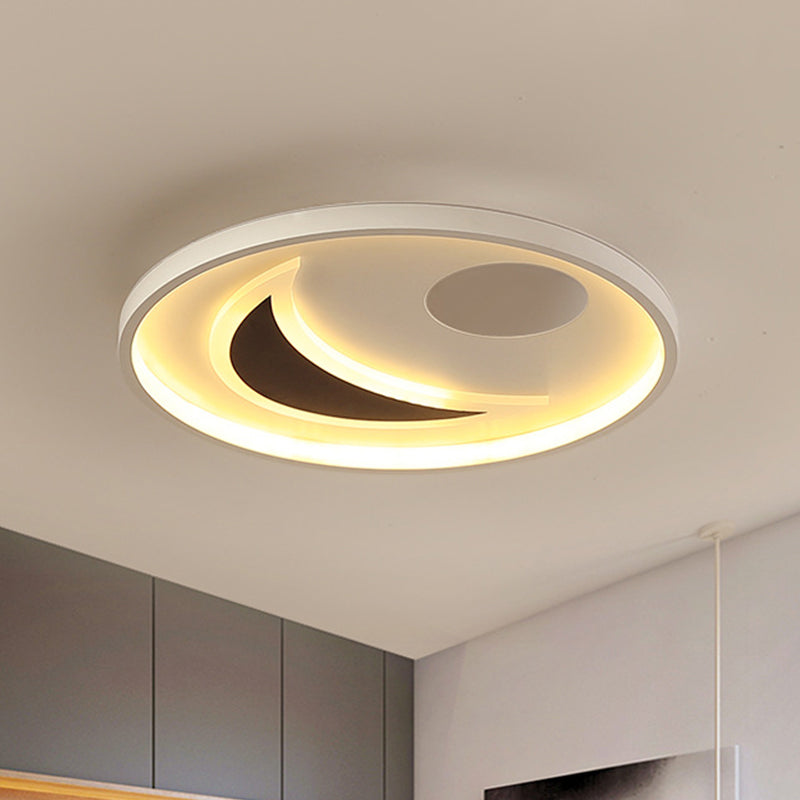 Minimalistic Geometric Acrylic Ceiling Mount LED Flush Light - Black & White-16.5"/20.5" Wide - Remote Control Dimming