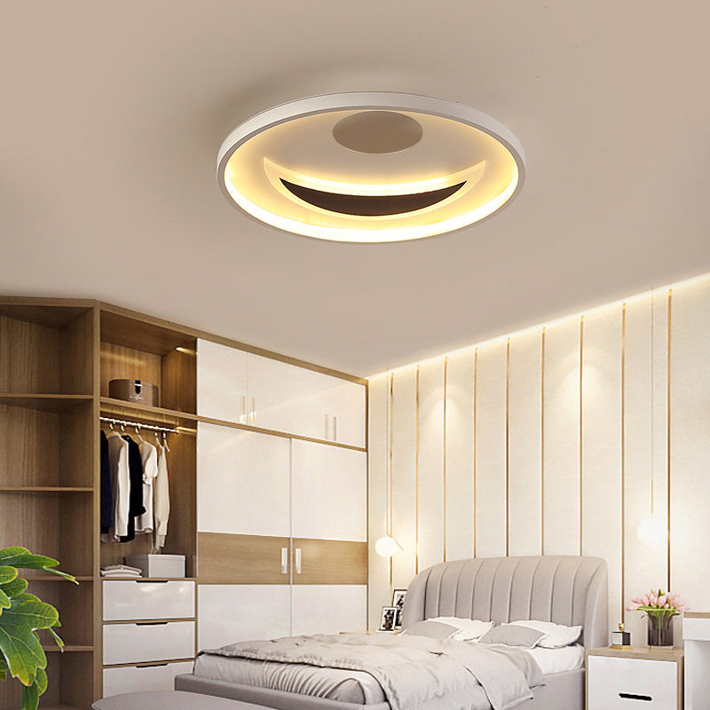 Minimalistic Geometric Acrylic Ceiling Mount LED Flush Light - Black & White-16.5"/20.5" Wide - Remote Control Dimming