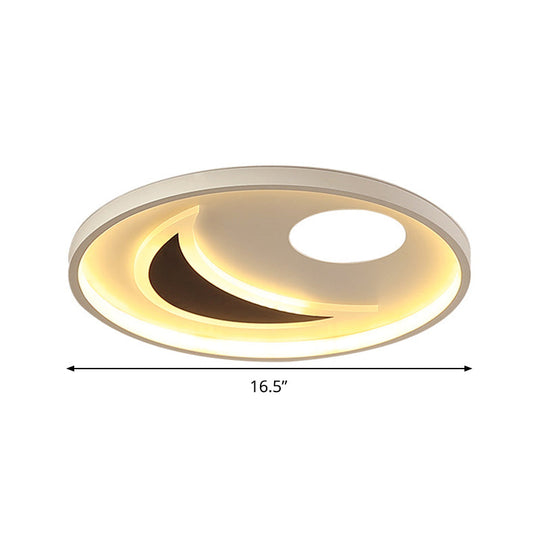 Minimalistic Geometric Acrylic Ceiling Mount LED Flush Light - Black & White-16.5"/20.5" Wide - Remote Control Dimming