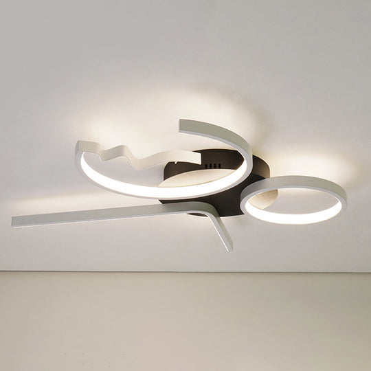 Contemporary Geometric Flush Mount Lighting - Acrylic, 3/4 Lights, Black/White, Warm/White Light