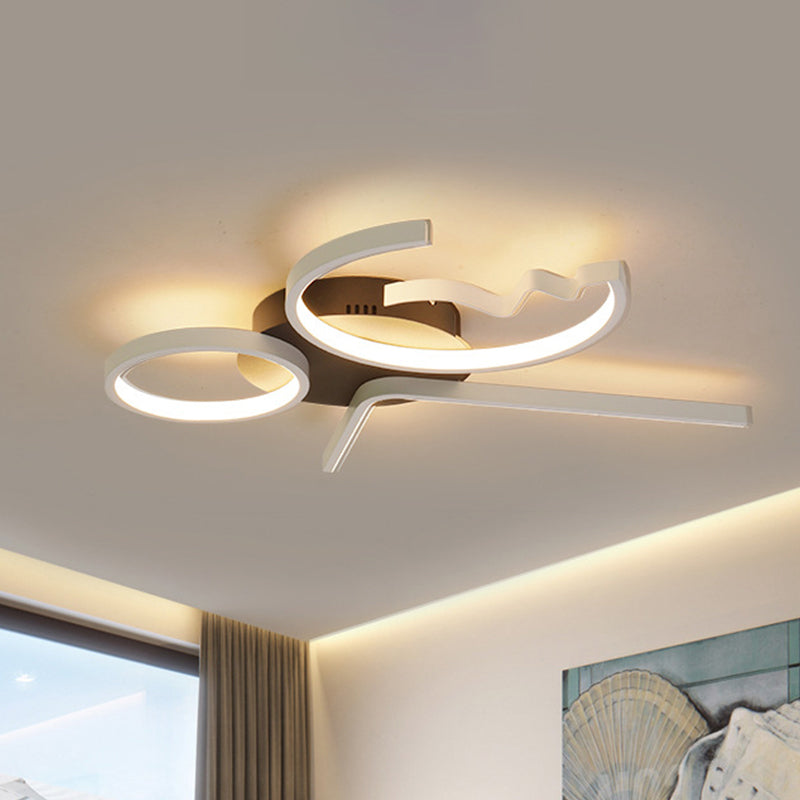 Contemporary Geometric Flush Mount Lighting - Acrylic, 3/4 Lights, Black/White, Warm/White Light