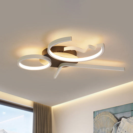 Contemporary Geometric Flush Mount Lighting - Acrylic, 3/4 Lights, Black/White, Warm/White Light