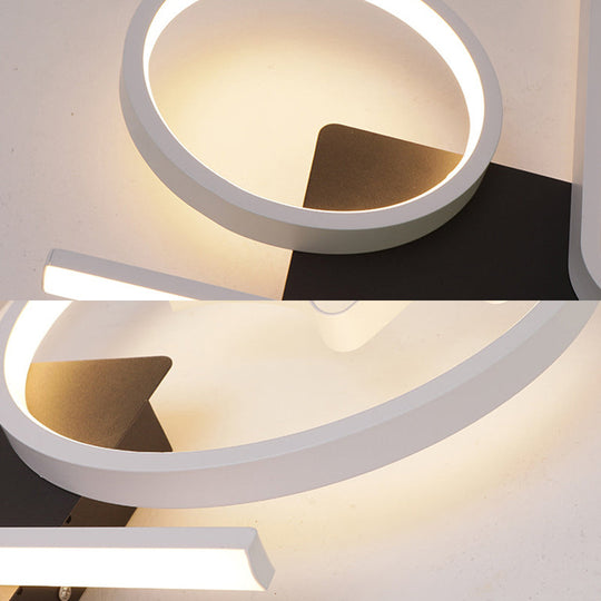Contemporary Geometric Flush Mount Lighting - Acrylic, 3/4 Lights, Black/White, Warm/White Light