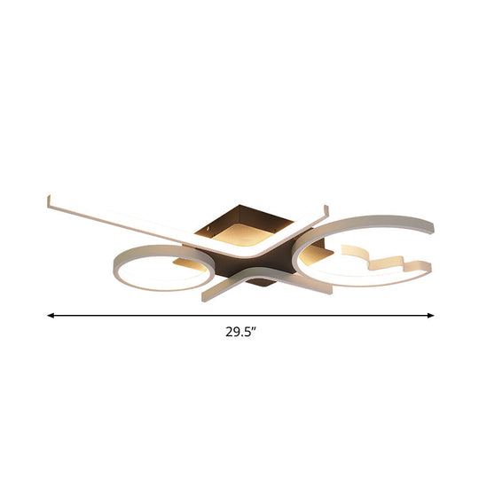 Contemporary Geometric Flush Mount Lighting - Acrylic, 3/4 Lights, Black/White, Warm/White Light