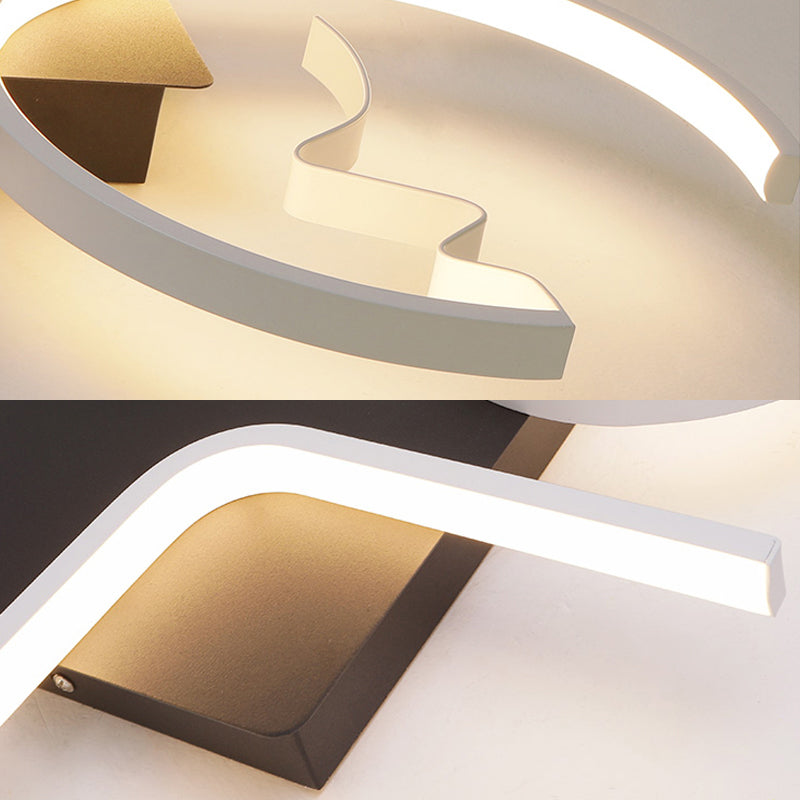 Contemporary Geometric Flush Mount Lighting - Acrylic, 3/4 Lights, Black/White, Warm/White Light