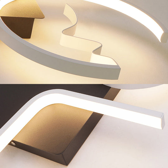 Contemporary Geometric Flush Mount Lighting - Acrylic, 3/4 Lights, Black/White, Warm/White Light