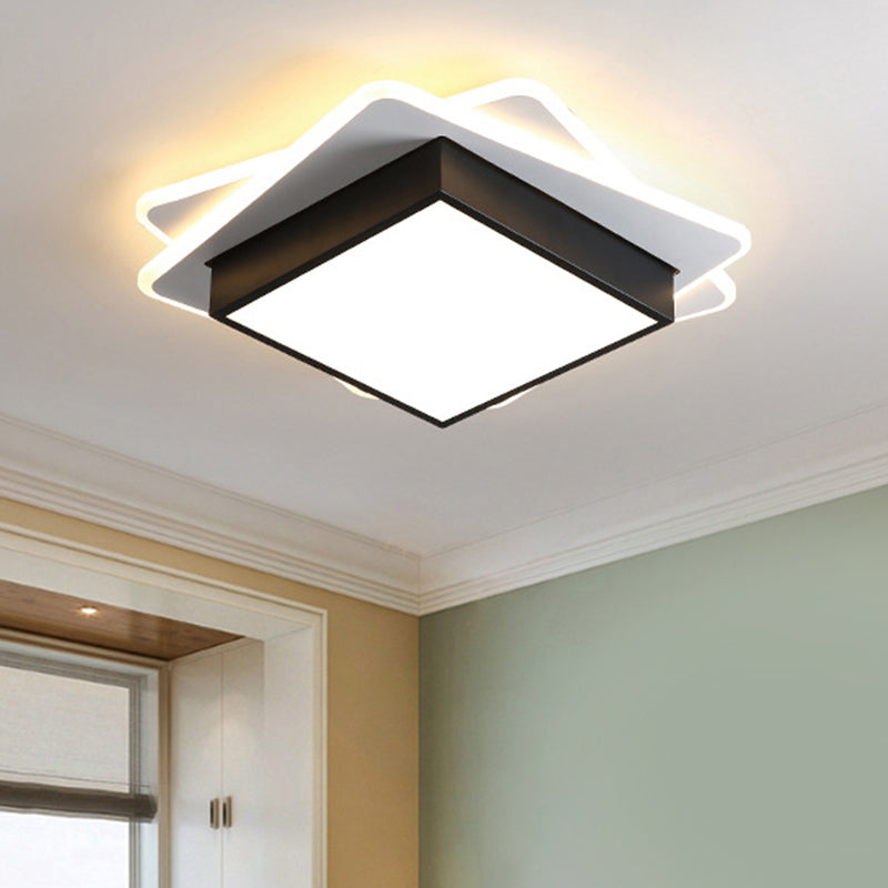 Contemporary Black LED Flush Mount Ceiling Light with Warm/White Lighting
