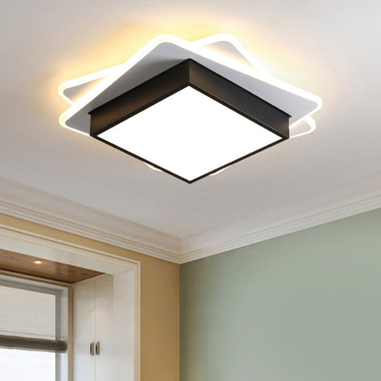 Contemporary Black LED Flush Mount Ceiling Light with Warm/White Lighting
