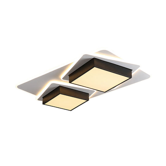 Modern Black Led Square Acrylic Flush Mount Ceiling Lighting Warm/White Light