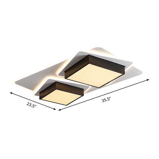 Modern Black LED Square Acrylic Flush Mount Ceiling Lighting, Warm/White Light