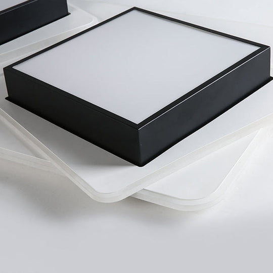 Modern Black LED Square Acrylic Flush Mount Ceiling Lighting, Warm/White Light