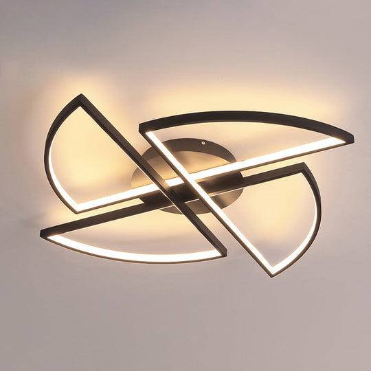 Modern Geometric Acrylic LED Flush Mount Ceiling Light in Black - Warm/White Light, Wide Sizes