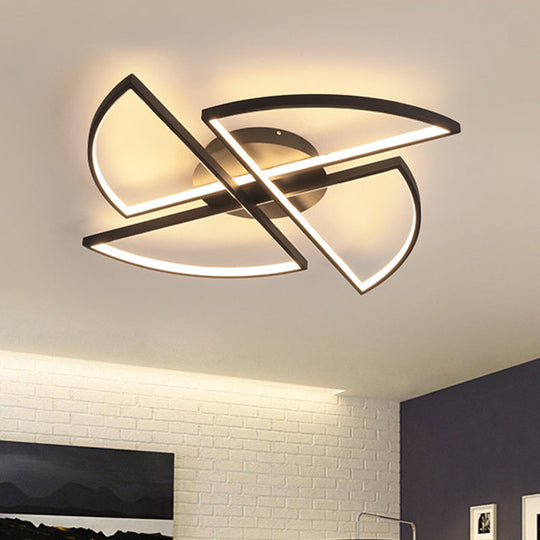 Modern Geometric Acrylic LED Flush Mount Ceiling Light in Black - Warm/White Light, Wide Sizes