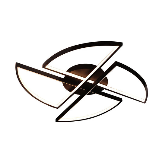 Modern Geometric Acrylic LED Flush Mount Ceiling Light in Black - Warm/White Light, Wide Sizes