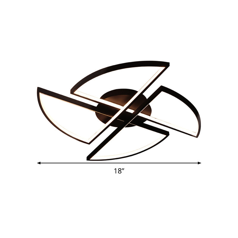 Modern Geometric Acrylic LED Flush Mount Ceiling Light in Black - Warm/White Light, Wide Sizes