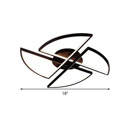 Modern Geometric Acrylic LED Flush Mount Ceiling Light in Black - Warm/White Light, Wide Sizes