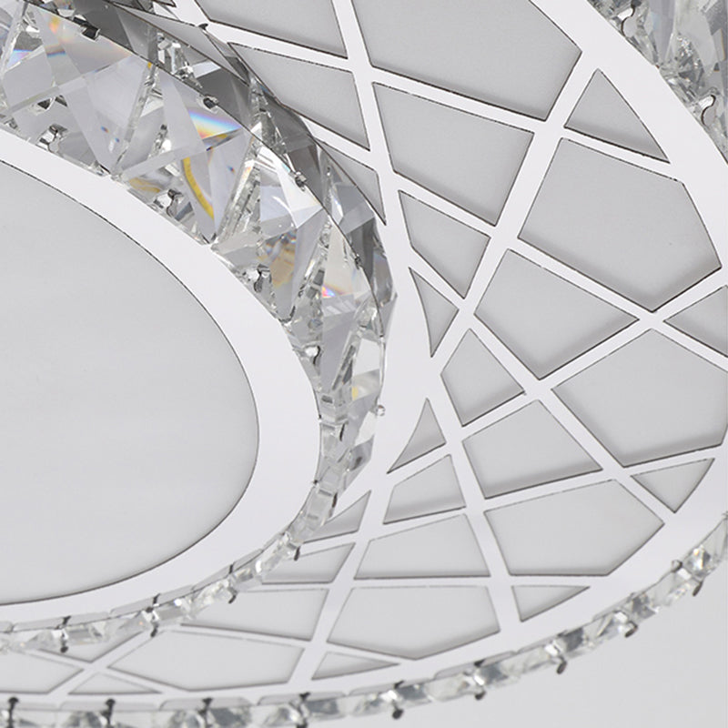 Minimalist K9 Crystal Drum Flush Mount Lamp with LED Ceiling Light in Warm/White Light