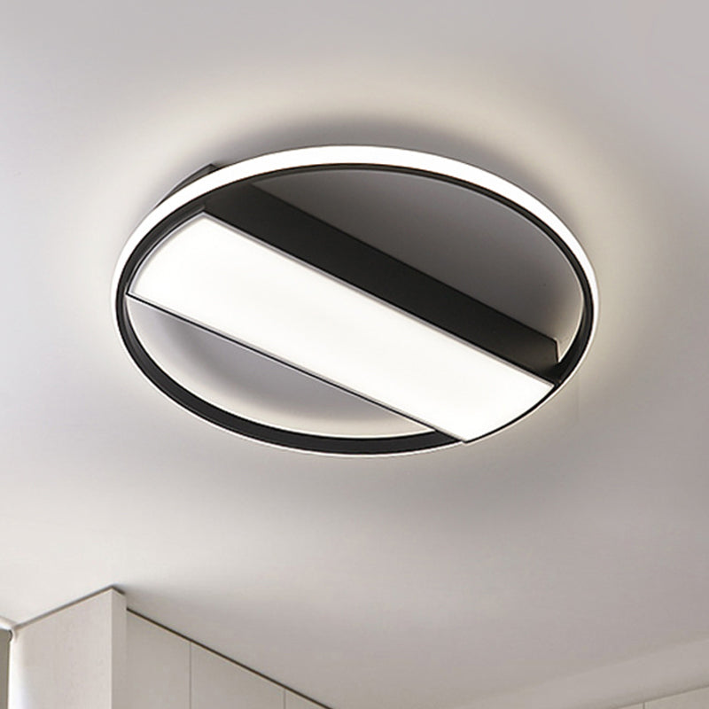 Modern Acrylic LED Ceiling Light for Stairway - Rectangle Flush Mount in Black or White, 16-24" Wide