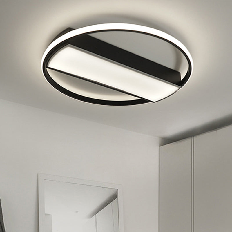Modern Acrylic LED Ceiling Light for Stairway - Rectangle Flush Mount in Black or White, 16-24" Wide